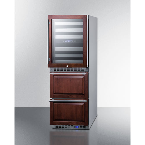 Summit 24" Wide Combination Dual-Zone Wine Cellar and 2-Drawer All-Freezer (Panels Not Included) SWCDAF24PNR