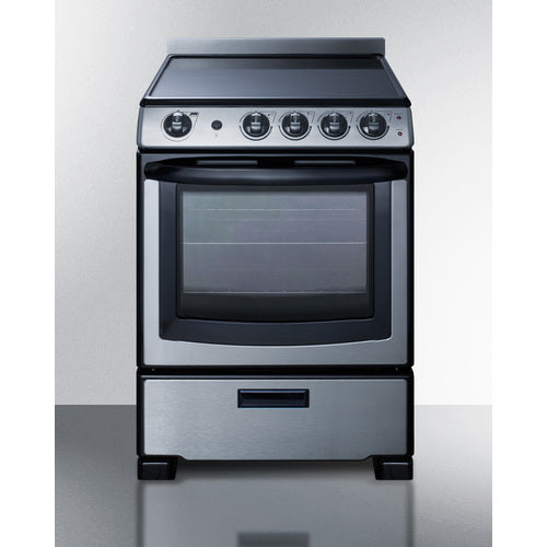 Summit 24" Wide Electric Smooth-Top Range REX2451SSRT