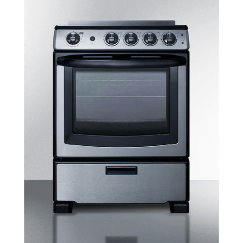 Summit 24" Wide Electric Smooth-Top Range REX2451SSRT
