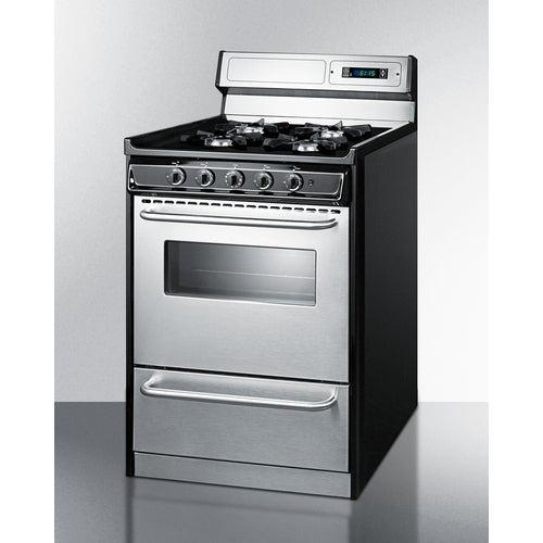 Summit 24" Wide Gas Range, Open Burners TNM6307BKW