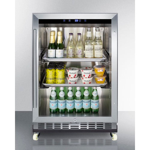 Summit 24" Wide Outdoor Mini Reach-In Beverage Center with Dolly SCR611GLOSRI