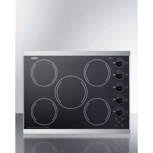 Summit 27" Wide 230V 5-Burner Radiant Cooktop CRS5B13B