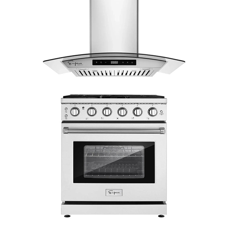 Empava - 2 PCS / 30" Gas Range & 30" Range Hood-30RH06 & 30GR10 - EMPV-30RH06 & EMPV-30GR10 - IMG1