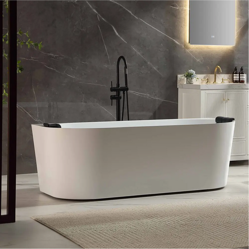 Empava - 71" Acrylic Freestanding Whirlpool Bathtub with Center Drain - EMPV-71AIS35-BK - IMG2
