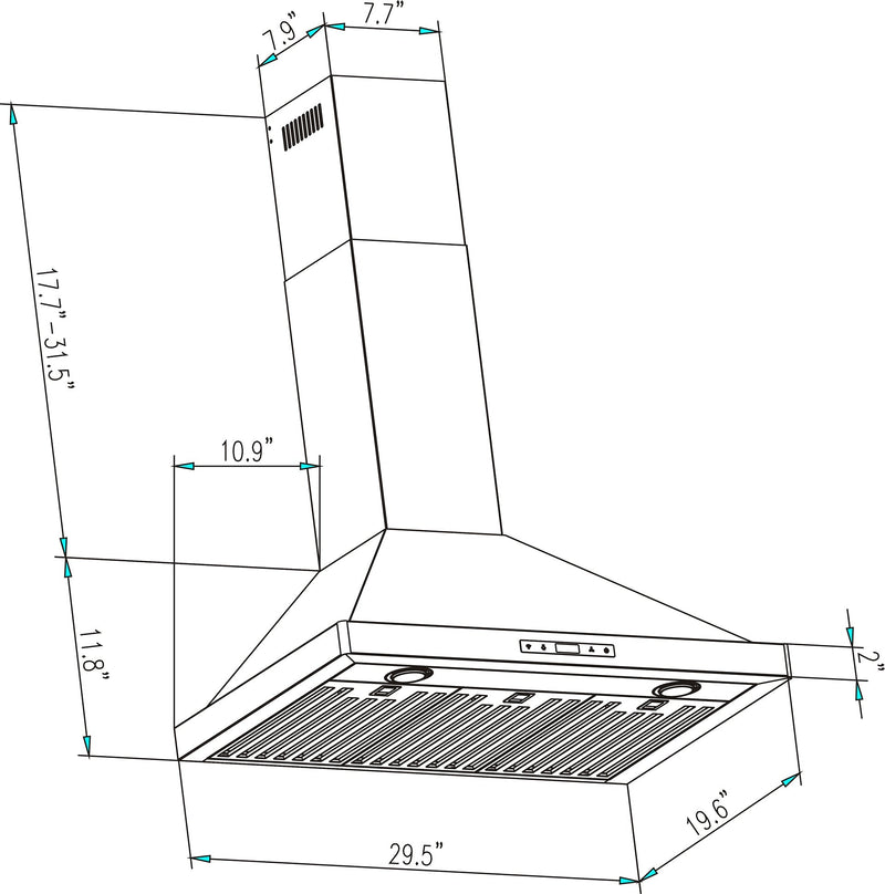 Empava 30 in. 380 CFM Wall Mount Range Hood EMPV-30RH03