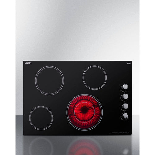 Summit 30" Wide 208-240V 4-Burner Radiant Cooktop CR4B30MB