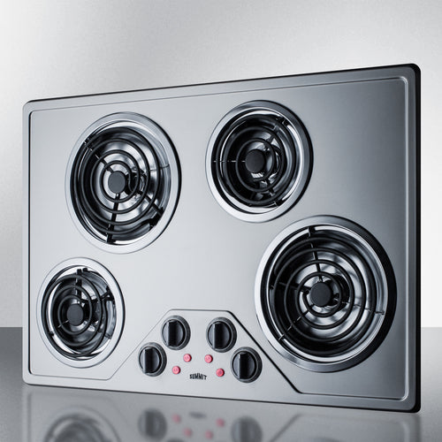 Summit 30" Wide 230V 4-Burner Coil Cooktop CR430SS