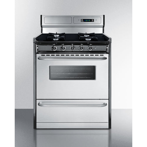 Summit 30" Wide Gas Range, Open Burners TNM2307BKW