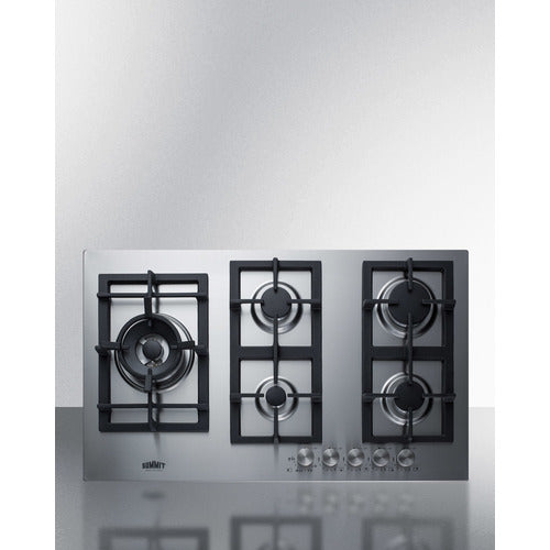 Summit 34" Wide 5-Burner Gas Cooktop In Stainless Steel GCJ536SS