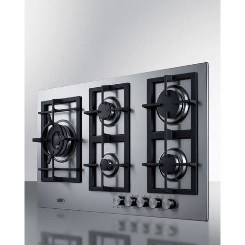 Summit 34" Wide 5-Burner Gas Cooktop In Stainless Steel GCJ536SS
