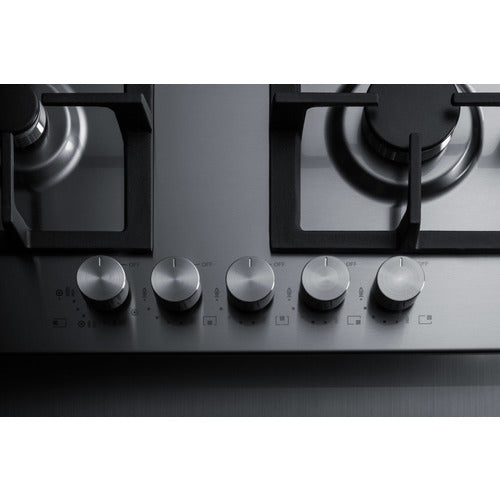 Summit 34" Wide 5-Burner Gas Cooktop In Stainless Steel GCJ536SS
