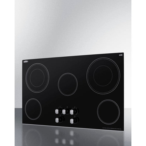 Summit 36" Wide 208-240V 5-Burner Radiant Cooktop CR5B36MB