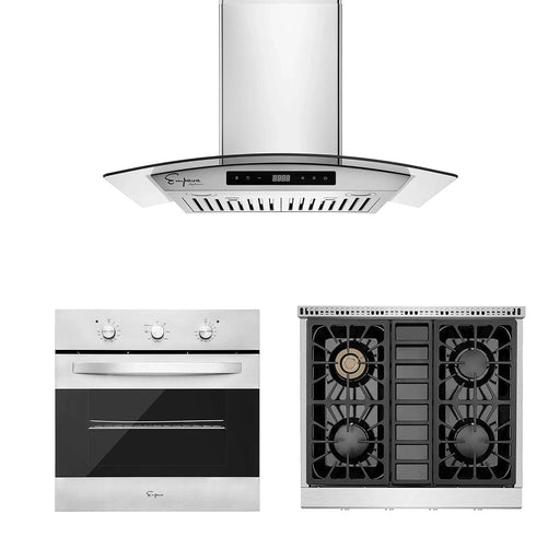 Empava - 3 PCS / 30" Gas Cooktop & 30" Range Hood & 24" Wall Oven-30GC30 & 30RH06 & 24WOB14 - EMPV-30GC30 & EMPV-30RH06 & EMPV-24WOB14 - IMG1