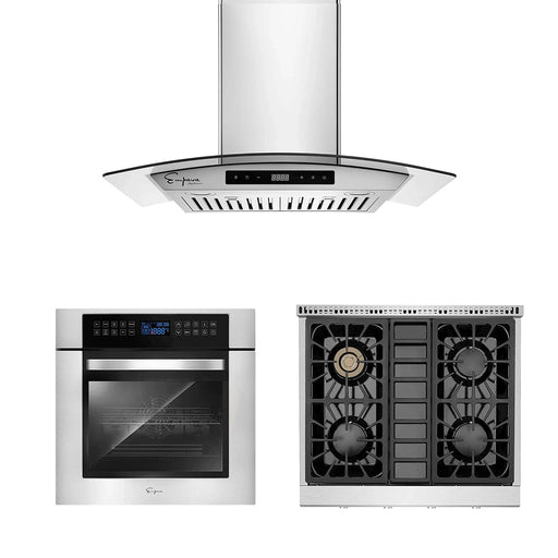 Empava - 3 PCS / 30" Gas Cooktop & 30" Range Hood & 24" Wall Oven-30GC30 & 30RH06 & 24WOC02 - EMPV-30GC30 & EMPV-30RH06 & EMPV-24WOC02 - IMG1