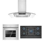 Empava - 3 PCS / 36" Gas Cooktop & 36" Range Hood & 24" Wall Oven-36RH09 & 36GC27 & 24WO10L - EMPV-36RH09 & EMPV-36GC27 & EMPV-24WO10L - IMG1