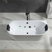 Empava - 71" Acrylic Freestanding Whirlpool Bathtub with Center Drain - EMPV-71AIS35-BK - IMG3