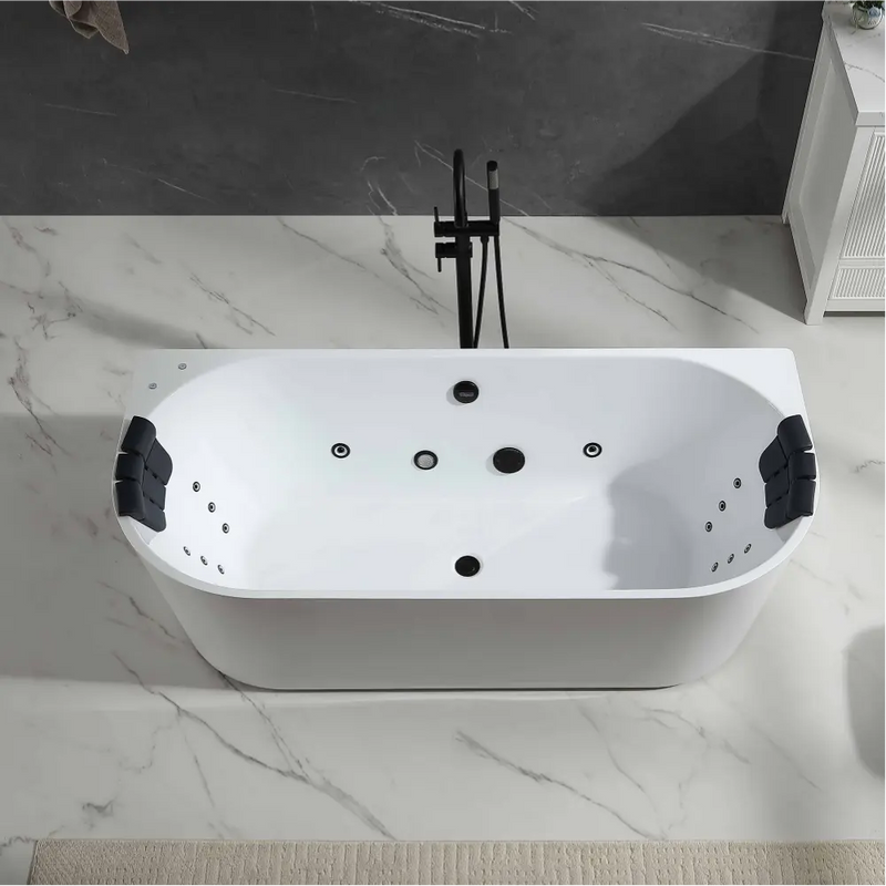 Empava - 71" Acrylic Freestanding Whirlpool Bathtub with Center Drain - EMPV-71AIS35-BK - IMG3
