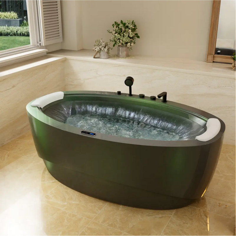Empava - 75" Acrylic Freestanding Whirlpool Bathtub with 360° waterfall and Center Drain - EMPV-75DM02 - IMG4