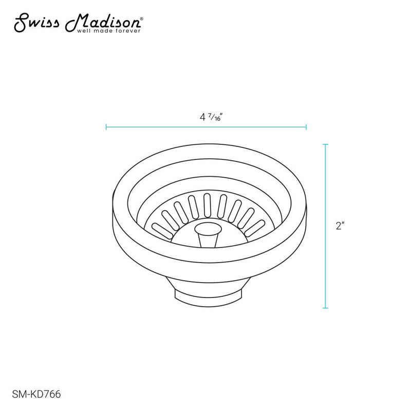 Swiss Madison 4.5 in. Kitchen Drain Kitchen Sink Drain Chrome - SM-KD766