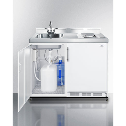 Summit 48" Wide Mobile All-In-One Kitchenette, No Plumbing Needed C48ELGLASSPUMPMB