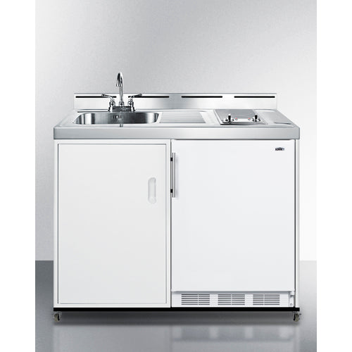 Summit 48" Wide Mobile All-In-One Kitchenette, No Plumbing Needed C48ELGLASSPUMPMB