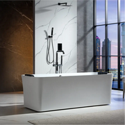 Empava - 67" Acrylic Freestanding Whirlpool Bathtub with Center Drain - EMPV-67AIS34-BK - IMG2
