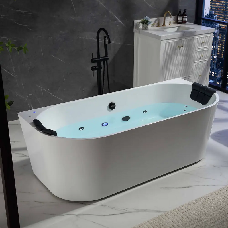Empava - 71" Acrylic Freestanding Whirlpool Bathtub with Center Drain - EMPV-71AIS35-BK - IMG4