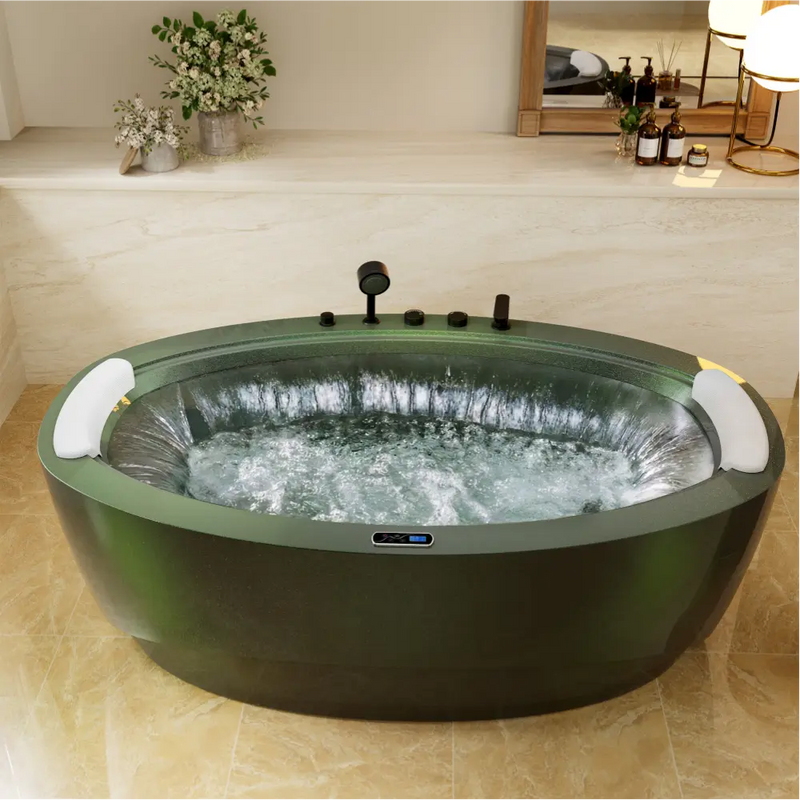 Empava - 75" Acrylic Freestanding Whirlpool Bathtub with 360° waterfall and Center Drain - EMPV-75DM02 - IMG3
