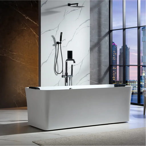Empava - 67" Acrylic Freestanding Whirlpool Bathtub with Center Drain - EMPV-67AIS34-BK - IMG2
