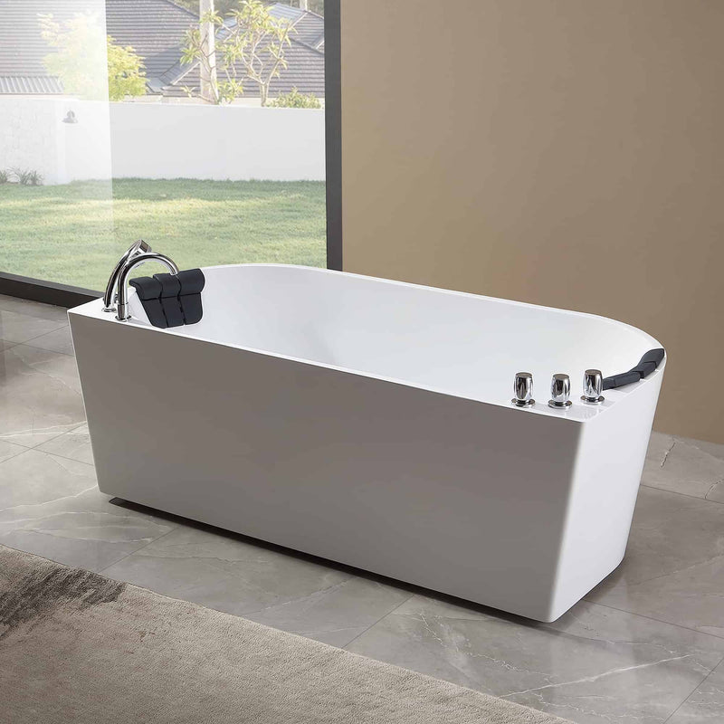 Empava 59" Freestanding Whirlpool Bathtub with Center Drain EMPV-59AIS06