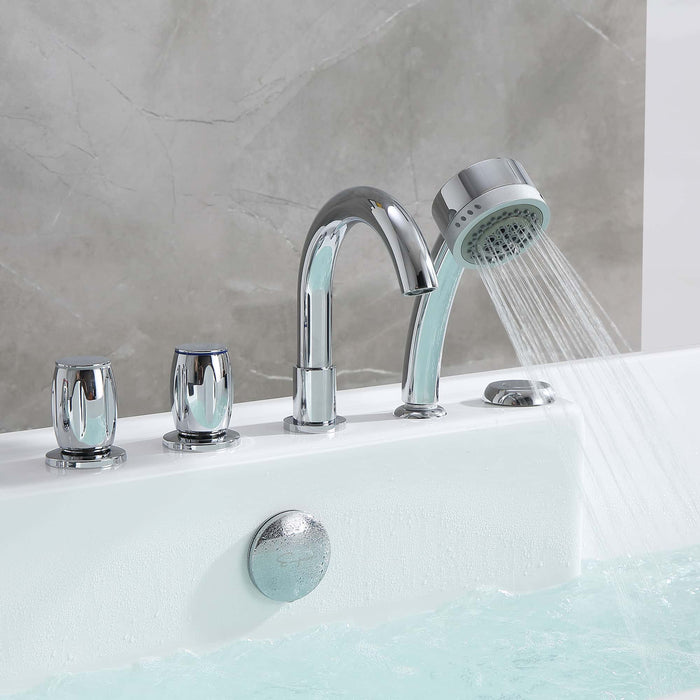 Empava 59" Freestanding Rectangle Whirlpool Bathtub with Center Drain EMPV-59AIS15