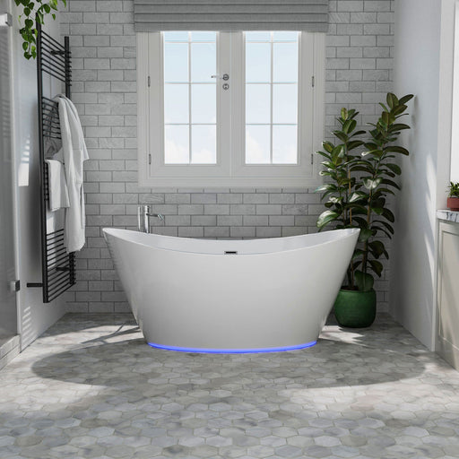 Empava - 59" Freestanding Soaking LED Tub with Center Drain - EMPV-59FT1518LED - IMG2