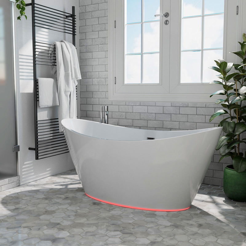 Empava - 59" Freestanding Soaking LED Tub with Center Drain - EMPV-59FT1518LED - IMG3