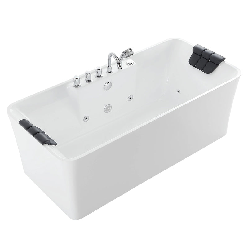 Empava - 59" Freestanding Rectangle Whirlpool Bathtub with Center Drain - EMPV-59AIS15 - IMG9