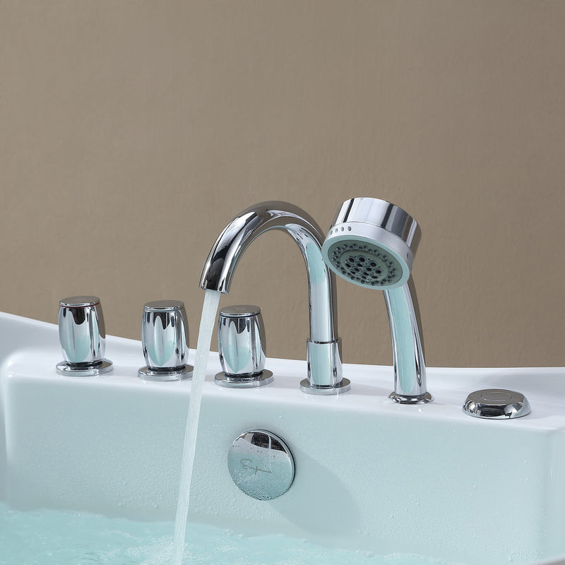 Empava - 59" Freestanding Boat-shaped Whirlpool Bathtub with Center Drain - EMPV-59AIS11 - IMG11