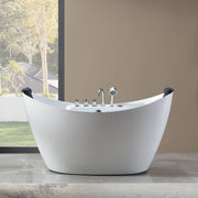 Empava - 59" Freestanding Boat-shaped Whirlpool Bathtub with Center Drain - EMPV-59AIS11 - IMG5