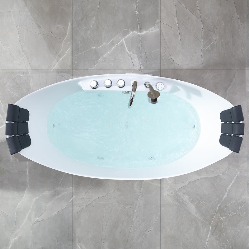 Empava - 59" Freestanding Boat-shaped Whirlpool Bathtub with Center Drain - EMPV-59AIS11 - IMG4