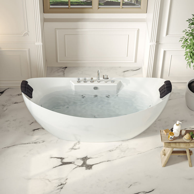 Empava - 59" Freestanding Boat-shaped Whirlpool Bathtub with Center Drain - EMPV-59AIS11 - IMG3