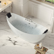 Empava - 59" Freestanding Boat-shaped Whirlpool Bathtub with Center Drain - EMPV-59AIS11 - IMG2