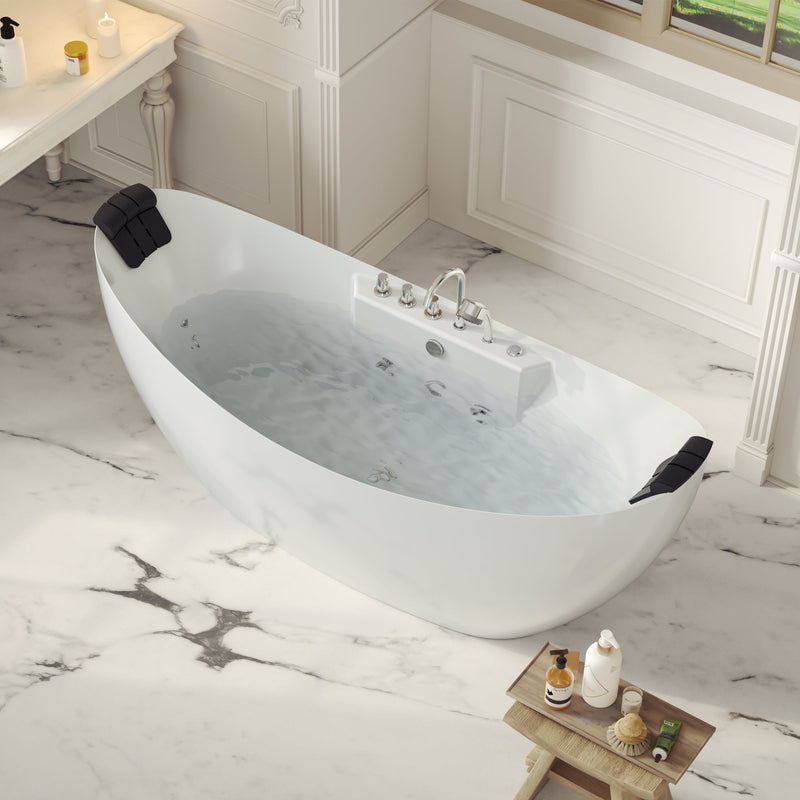 Empava - 59" Freestanding Boat-shaped Whirlpool Bathtub with Center Drain - EMPV-59AIS11 - IMG2