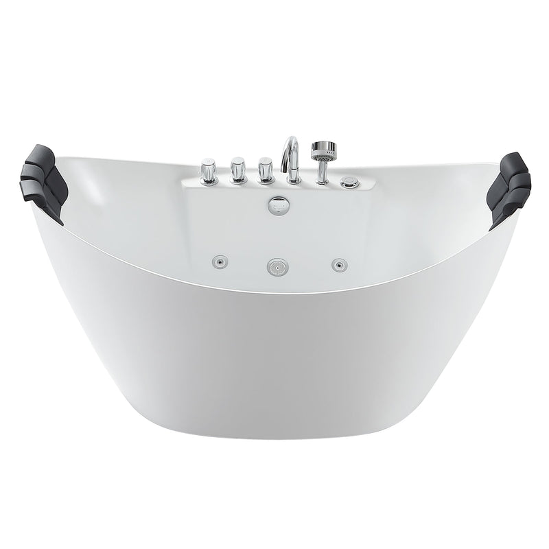 Empava - 59" Freestanding Boat-shaped Whirlpool Bathtub with Center Drain - EMPV-59AIS11 - IMG12