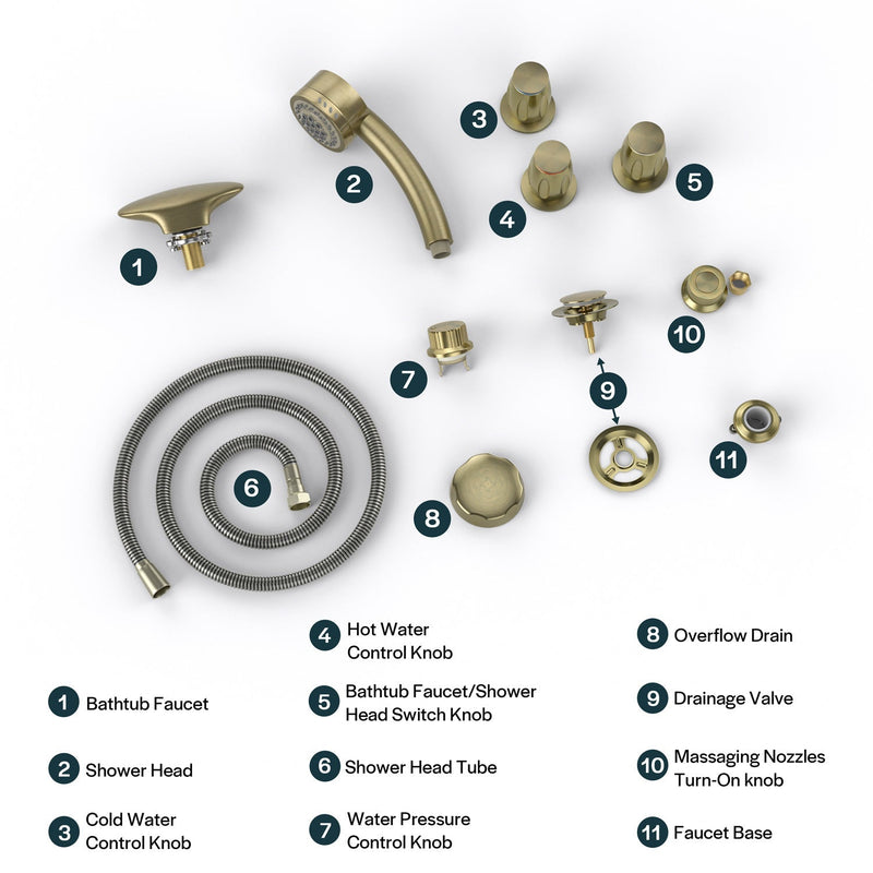 Empava - Bathtub Faucet Fixtures For EMPV-59JT005 Whirlpool Round Tub (Bronze) - ACC-005ORB - IMG24