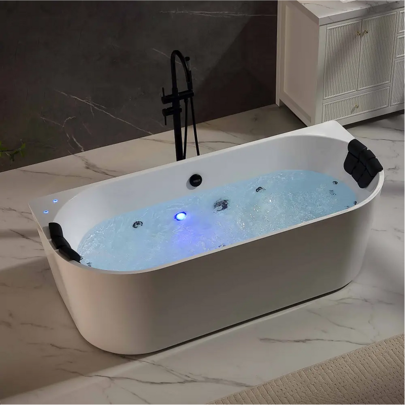 Empava - 71" Acrylic Freestanding Whirlpool Bathtub with Center Drain - EMPV-71AIS35-BK - IMG5