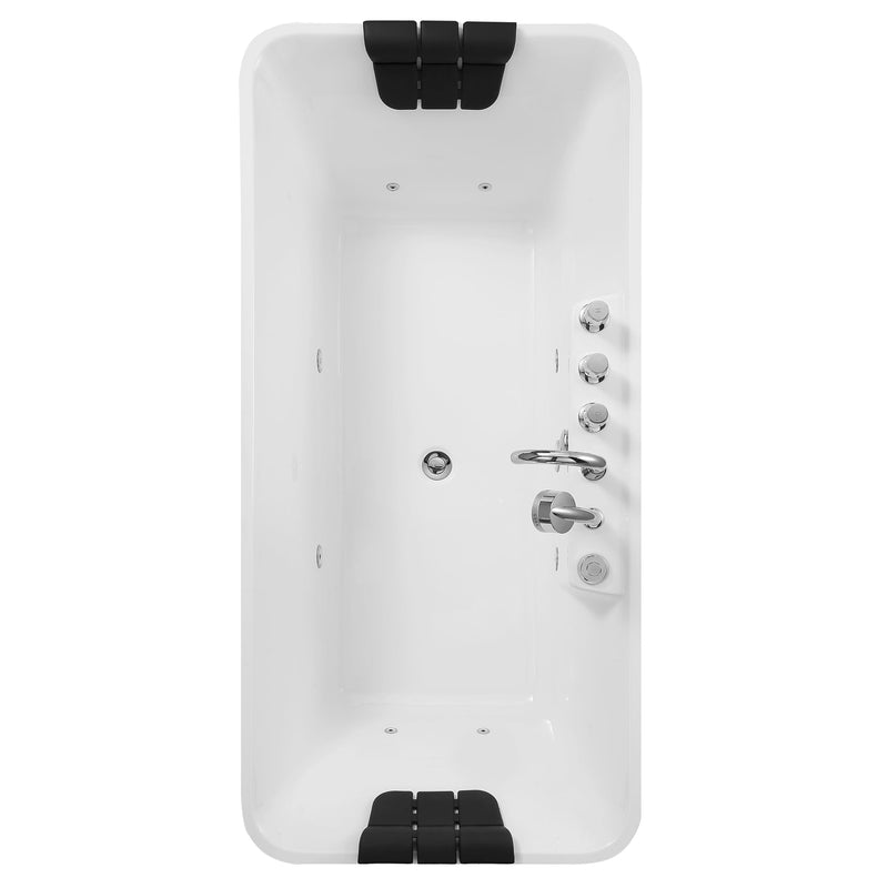 Empava 67" Freestanding Whirlpool Bathtub with Center Drain EMPV-67AIS16