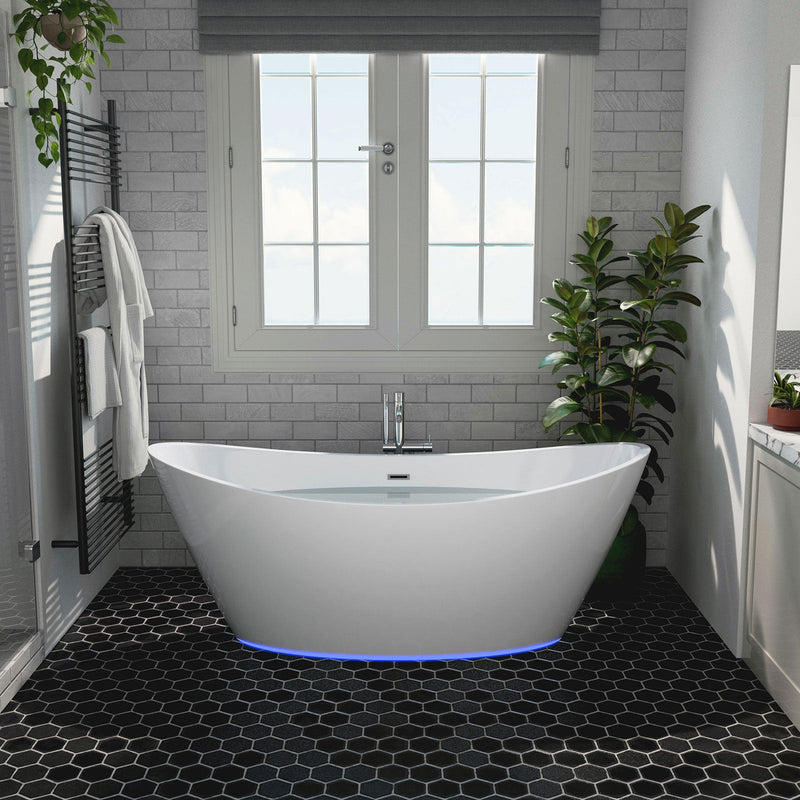 Empava - 67" Freestanding Soaking LED Tub with Center Drain - EMPV-67FT1518LED - IMG2