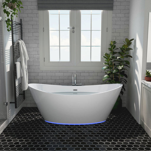 Empava - 67" Freestanding Soaking LED Tub with Center Drain - EMPV-67FT1518LED - IMG2