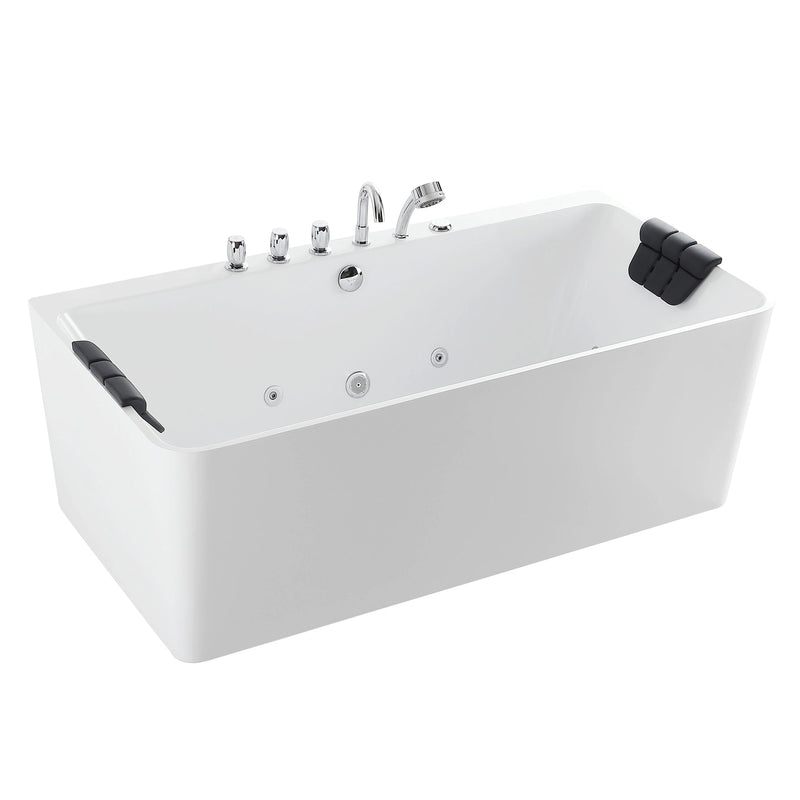 Empava - 67" Freestanding Whirlpool Bathtub with Faucet and Center Drain - EMPV-67AIS03 - IMG8