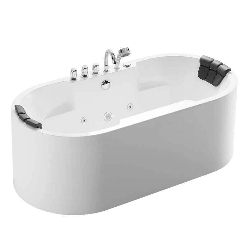 Empava - 67" Oval Freestanding Whirlpool Bathtub with Center Drain - EMPV-67AIS17 - IMG9