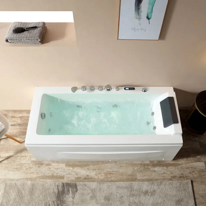 Empava - 67" Alcove Combination Massage Inline Heater LED Tub with Left Drain - EMPV-67JT351LED - IMG1
