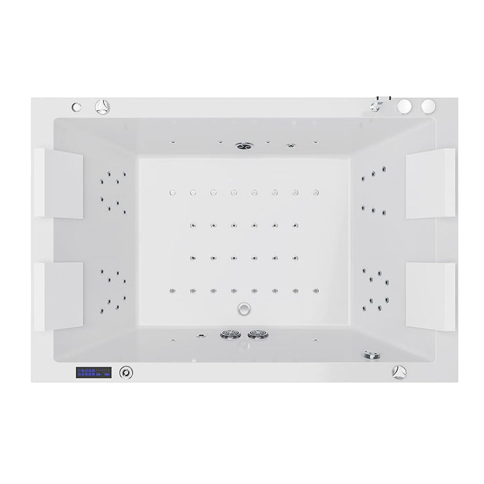 Empava 71 In. Freestanding Combination Massage 2-Person LED Tub With Center Drain EMPV-71JT801